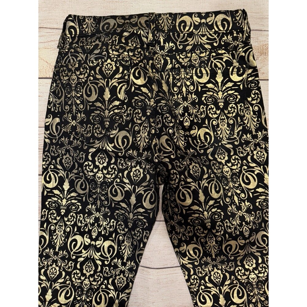 Vibrant Jeans Black & Gold Design Print Cotton Blend Juniors Size 11 - Picture 4 of 7
